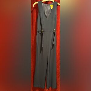 Catherine Malandrino Elegant Navy Wide-Leg Jumpsuit